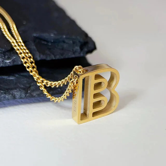 Hollow Letter Pendant Necklace