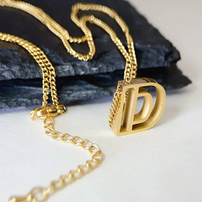 Hollow Letter Pendant Necklace