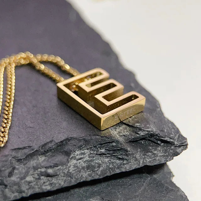 Hollow Letter Pendant Necklace