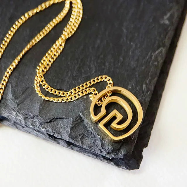 Hollow Letter Pendant Necklace