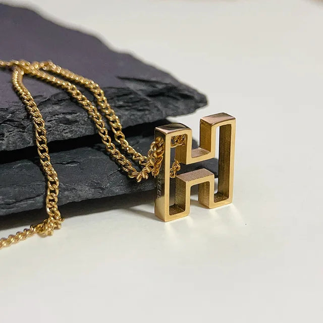 Hollow Letter Pendant Necklace