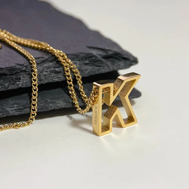 Hollow Letter Pendant Necklace