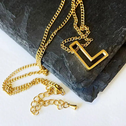 Hollow Letter Pendant Necklace