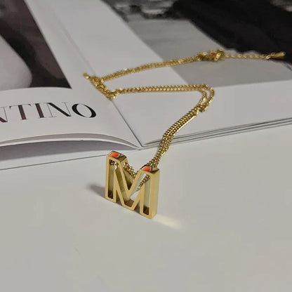 Hollow Letter Pendant Necklace