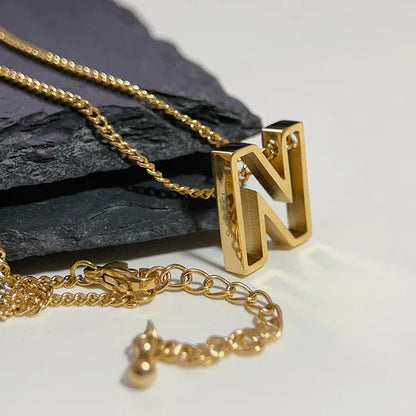 Hollow Letter Pendant Necklace