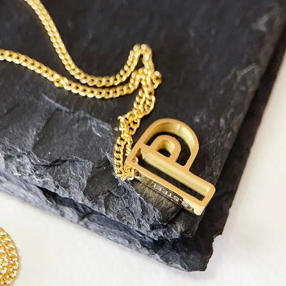 Hollow Letter Pendant Necklace