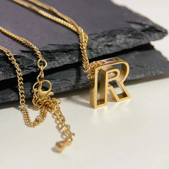 Hollow Letter Pendant Necklace