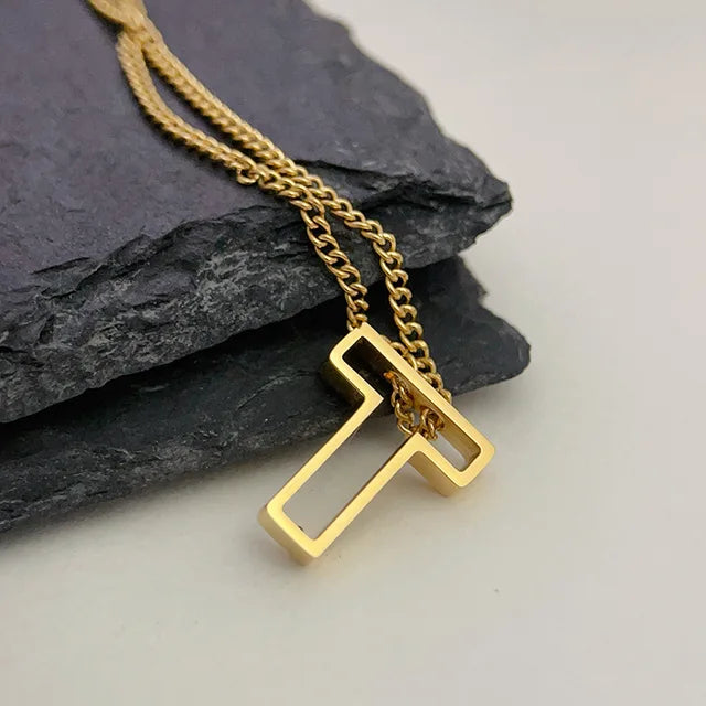 Hollow Letter Pendant Necklace