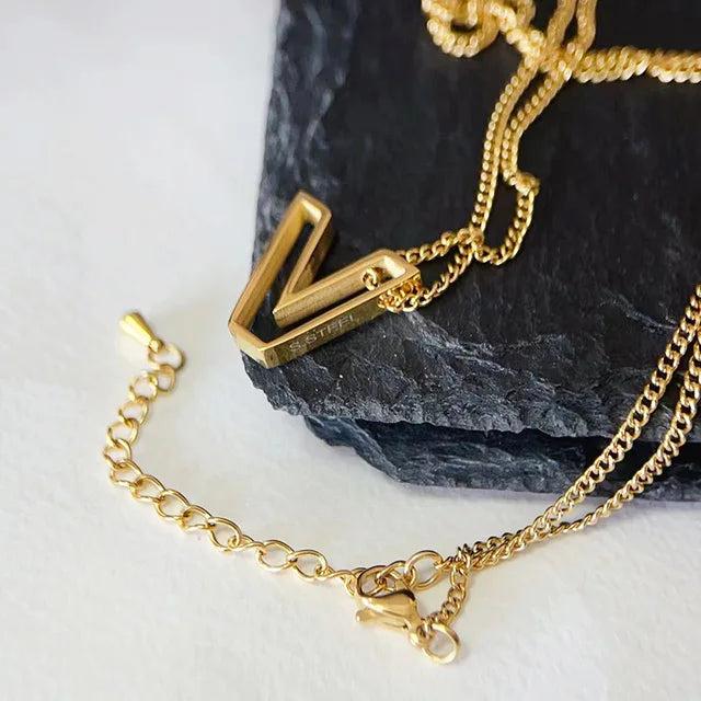 Hollow Letter Pendant Necklace