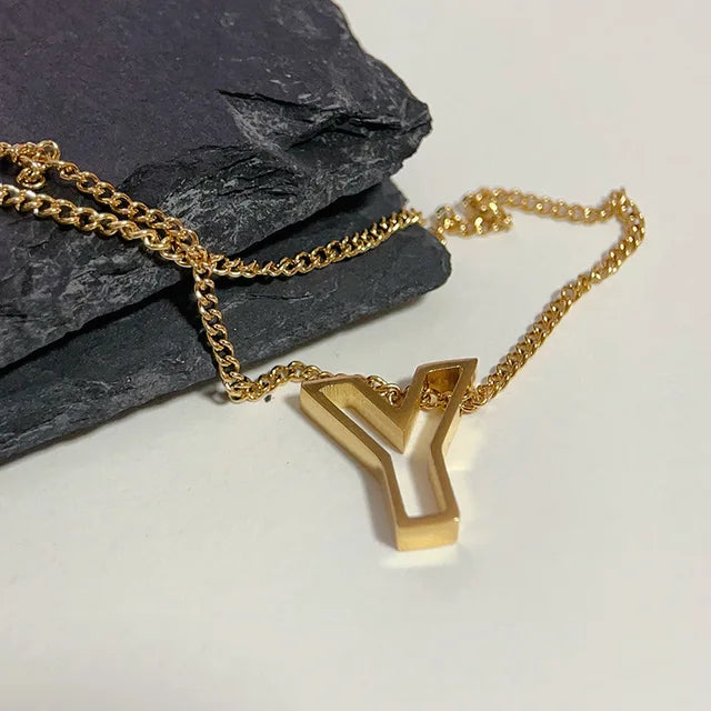 Hollow Letter Pendant Necklace