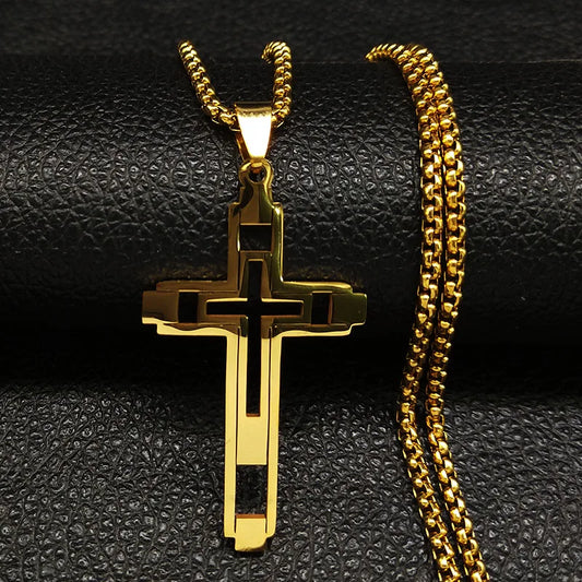 Man Choker Cross Necklace