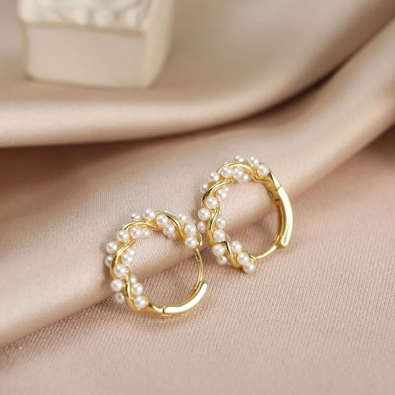 Chic Pearl Hoop Earrings