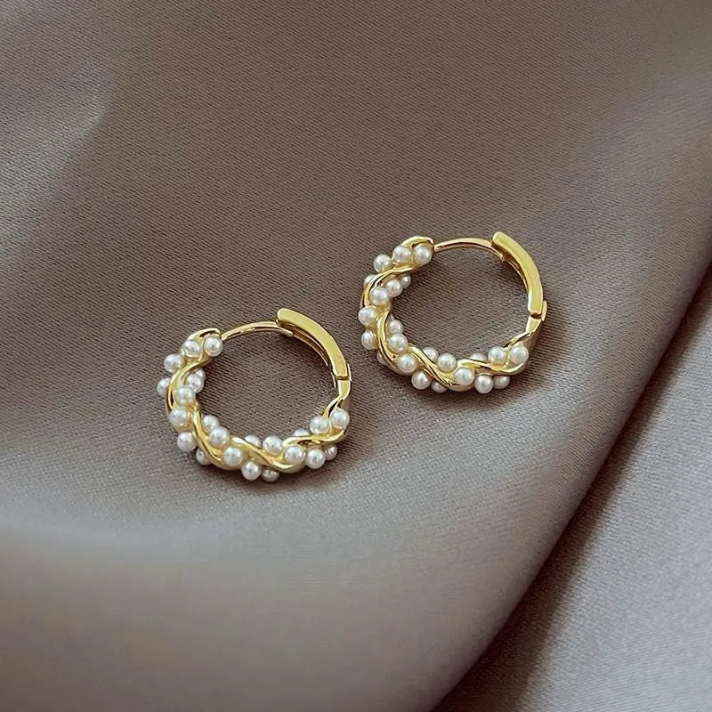 Chic Pearl Hoop Earrings