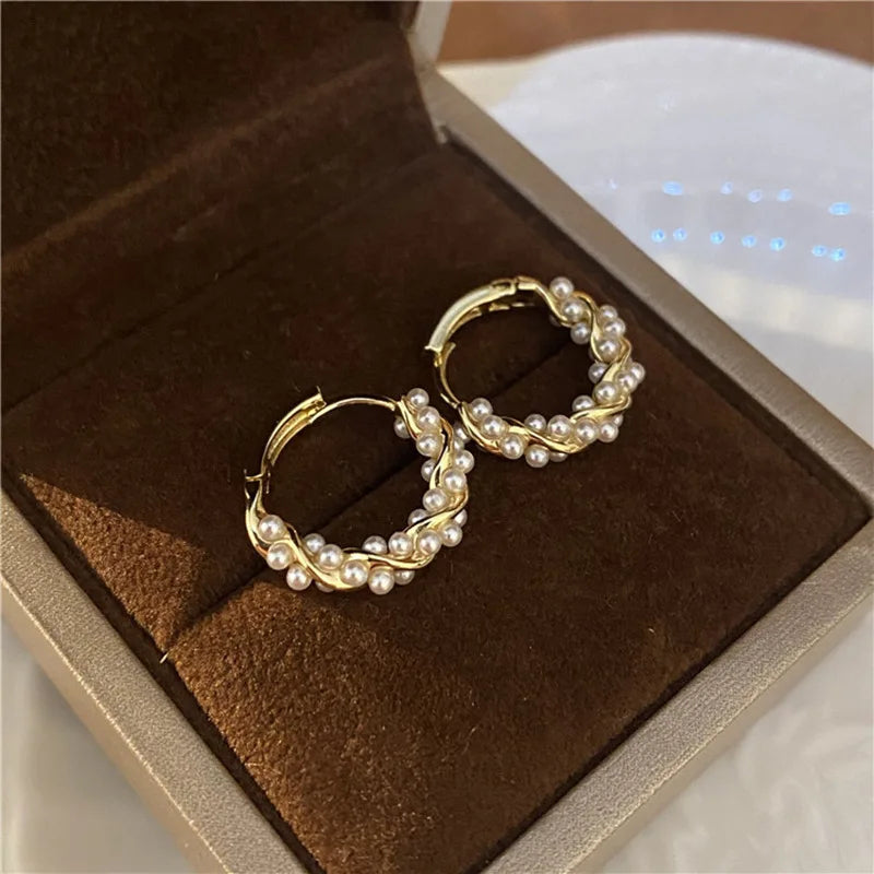 Chic Pearl Hoop Earrings