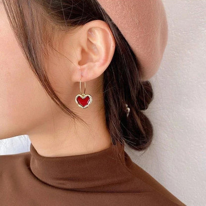 Vintage Red Heart Earrings